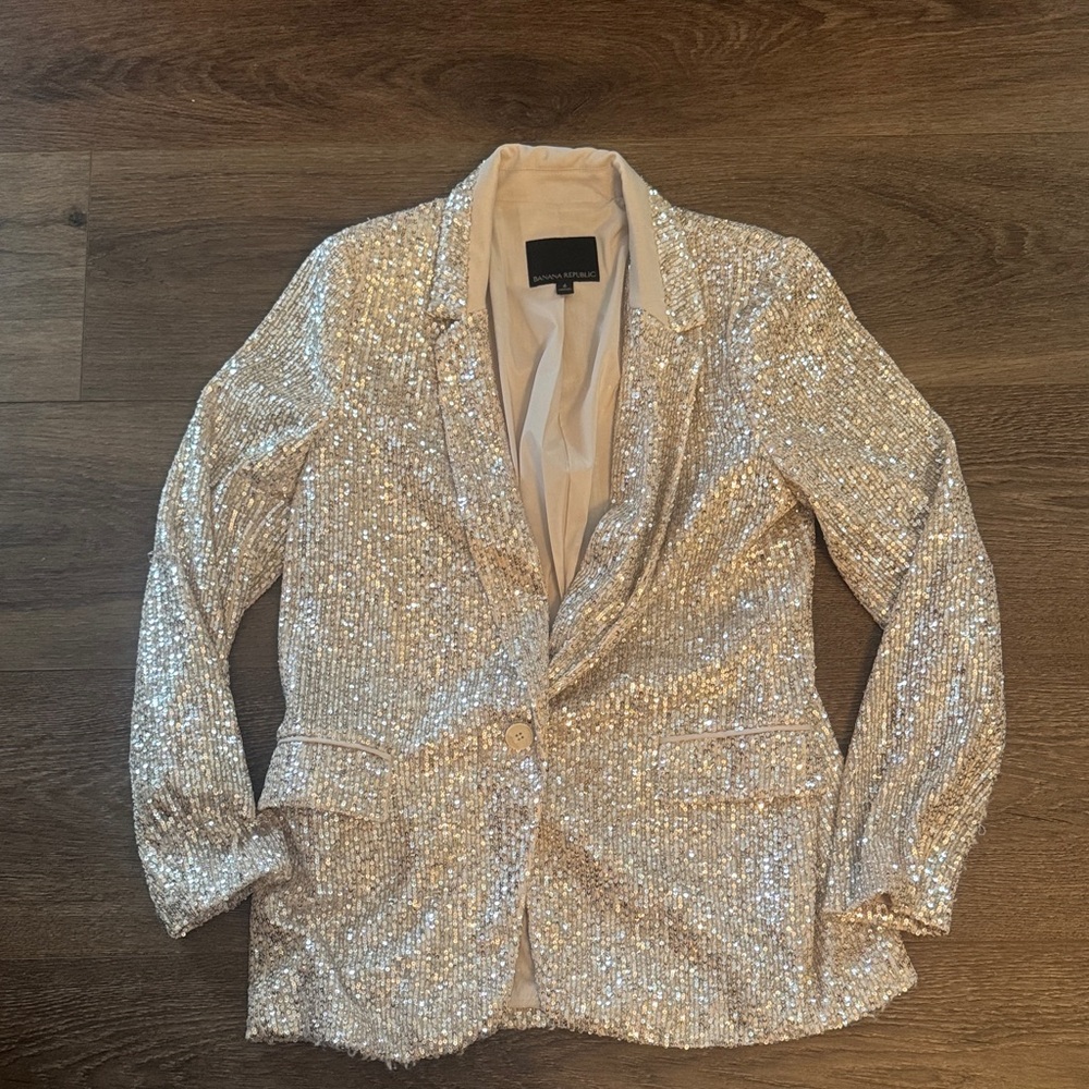 Banana Republic Shimmering Silver Pantsuit
